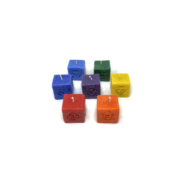 Shreyshti 7 Chakra Square Candles approx. 1.5" (set of 7) each for spell, wiccan, pagan, rituals, reiki, religious, magic, home decor, festival, party purposes - Image 2